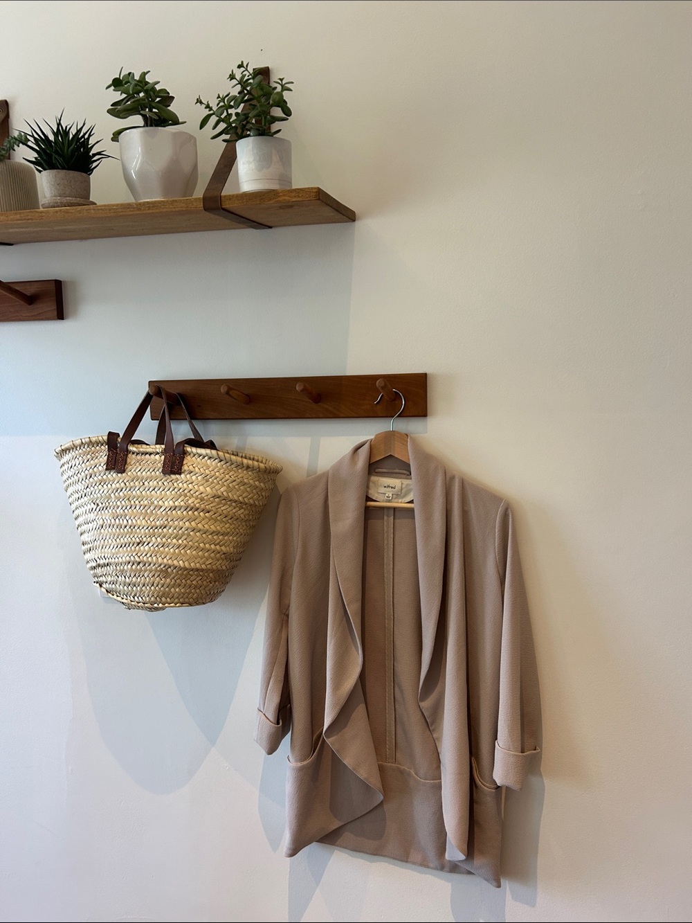 Wilfred Taupe Draped Open-Front Blazer